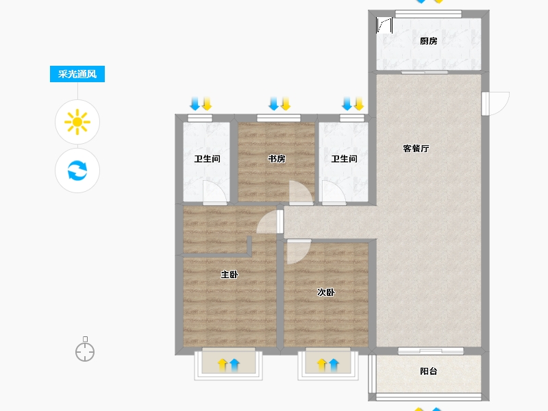 山西省-太原市-东山雅苑-99.00-户型库-采光通风