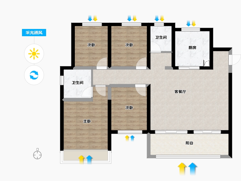 河南省-新乡市-建业比华利庄园-101.00-户型库-采光通风