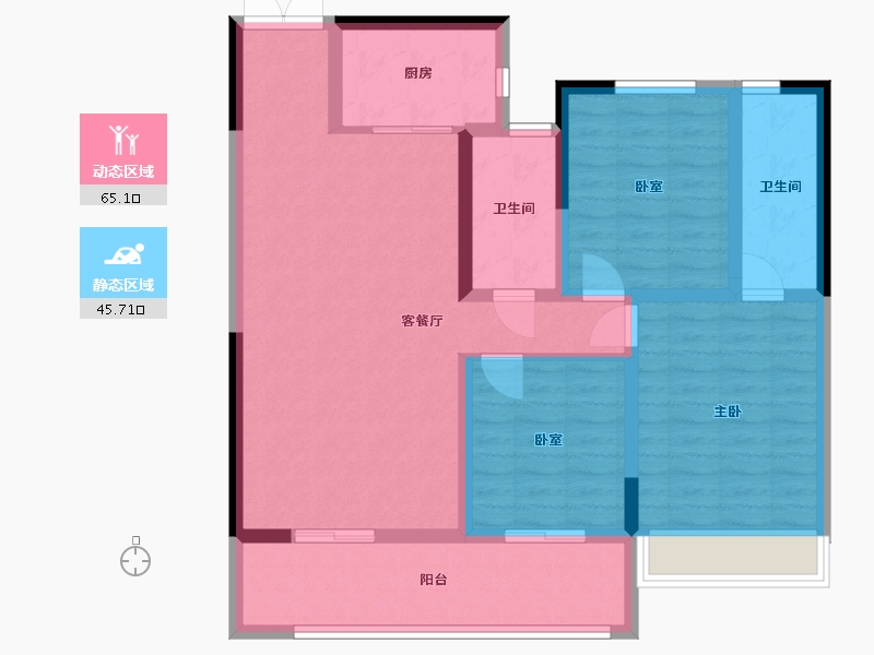 陕西省-汉中市-缙颐御璟上城-111.52-户型库-动静分区