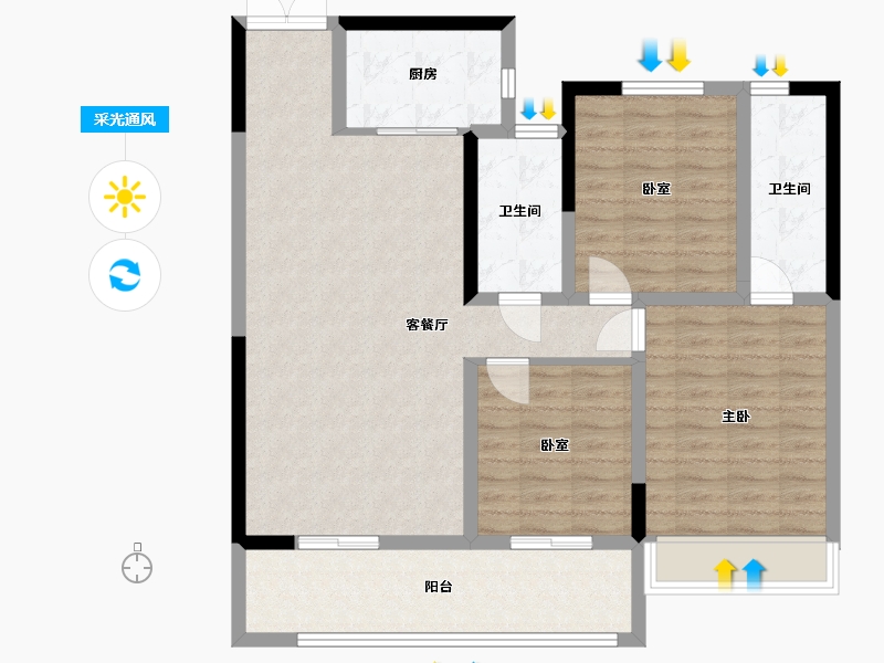 陕西省-汉中市-缙颐御璟上城-111.52-户型库-采光通风