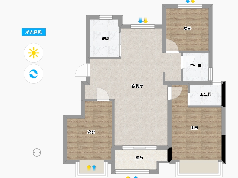 浙江省-湖州市-翡翠城品-73.00-户型库-采光通风