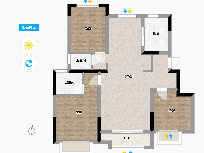 天津-天津市-津门·正荣府-88.00-户型库-采光通风