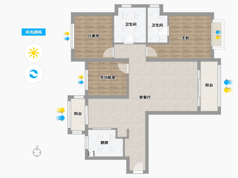 湖北省-武汉市-城南华府-110.00-户型库-采光通风