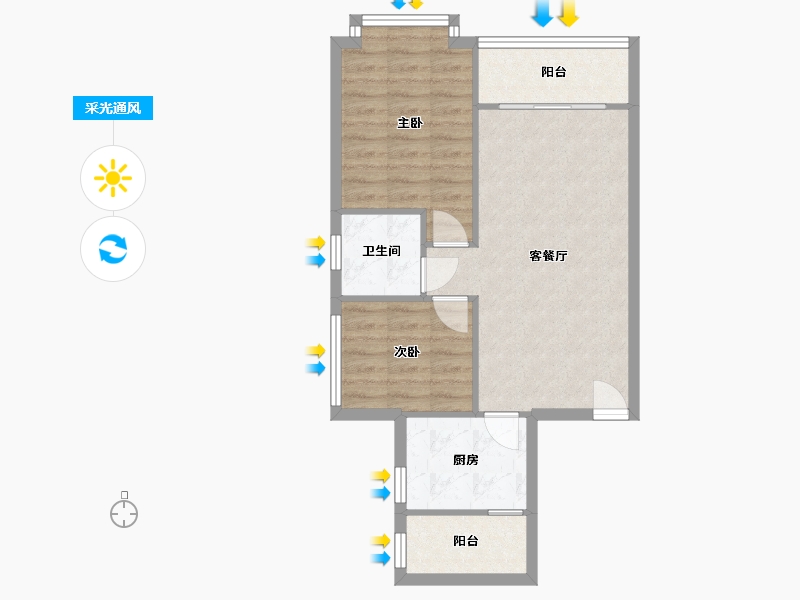 广东省-广州市-恒大山水城-61.00-户型库-采光通风