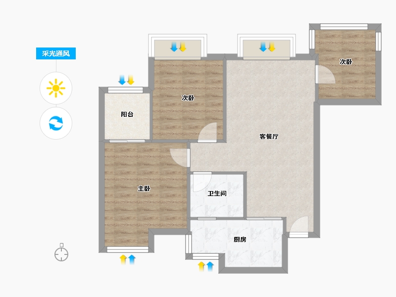 四川省-成都市-雄飞·新园紫郡-60.00-户型库-采光通风