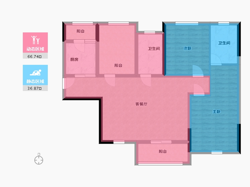 湖南省-长沙市-卢浮原著-92.00-户型库-动静分区