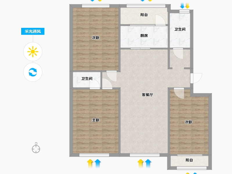 山东省-济宁市-孟子湖小区-97.20-户型库-采光通风