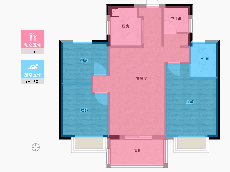 湖北省-武汉市-绿地国际理想城-78.56-户型库-动静分区