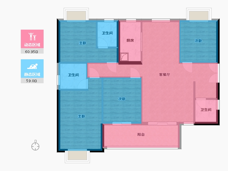 福建省-泉州市-金龙华庭-110.76-户型库-动静分区