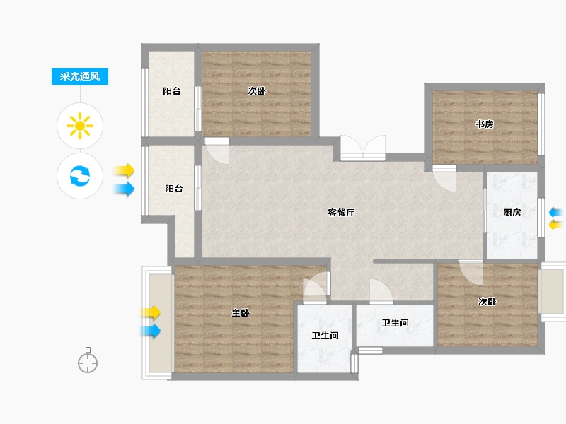 河南省-洛阳市-蓝城兰园-109.95-户型库-采光通风