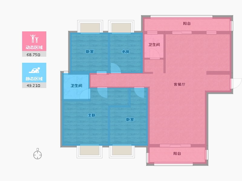 江西省-宜春市-御龙湾-144.00-户型库-动静分区