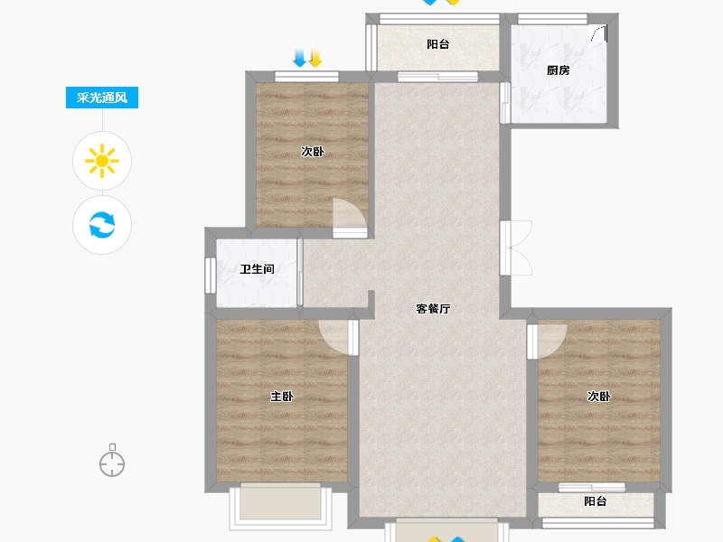 新疆维吾尔自治区-乌鲁木齐市-坤鸿园-82.00-户型库-采光通风