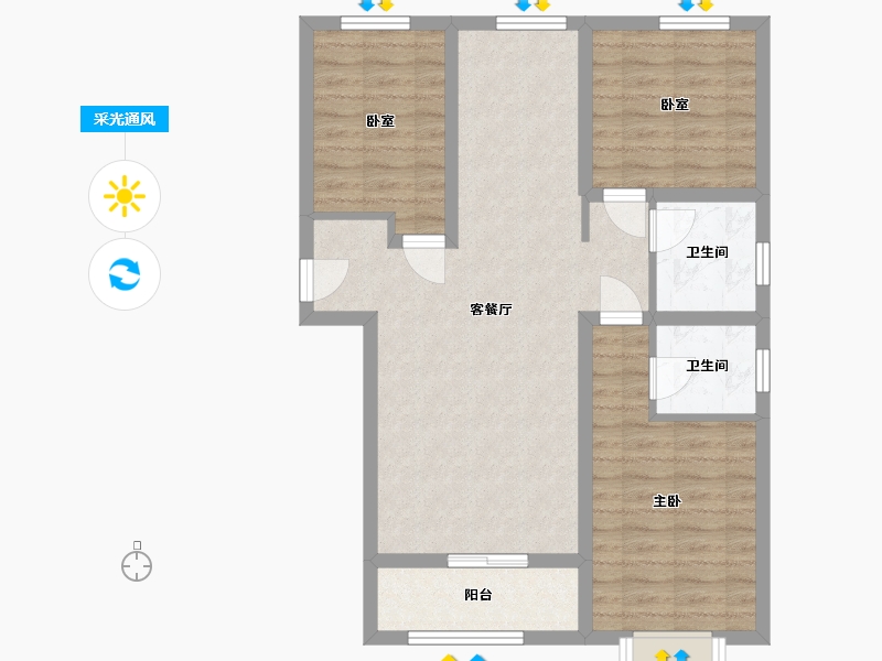 河北省-衡水市-滏阳锦苑-90.02-户型库-采光通风