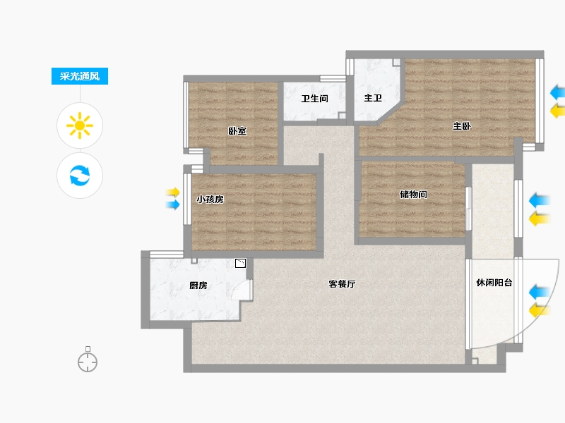 湖南省-常德市-桃源县东方明珠-107.69-户型库-采光通风