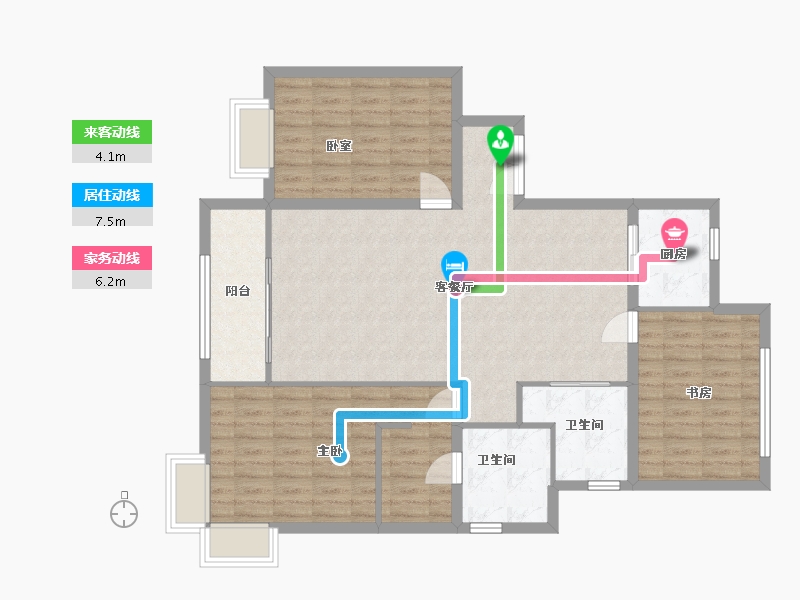 内蒙古自治区-乌兰察布市-山水文园-126.72-户型库-动静线