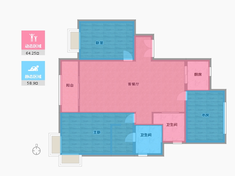 内蒙古自治区-乌兰察布市-山水文园-126.72-户型库-动静分区