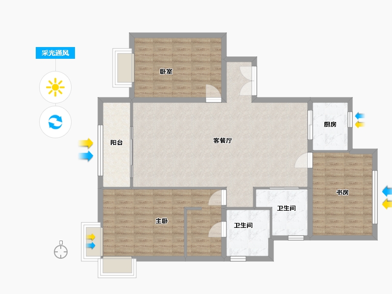 内蒙古自治区-乌兰察布市-山水文园-126.72-户型库-采光通风