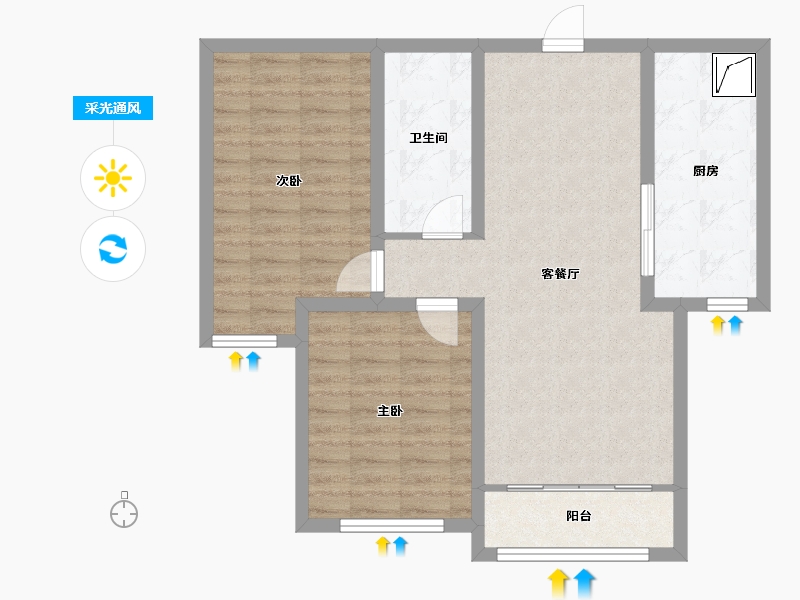 河北省-石家庄市-塔冢裕园e区-77.00-户型库-采光通风