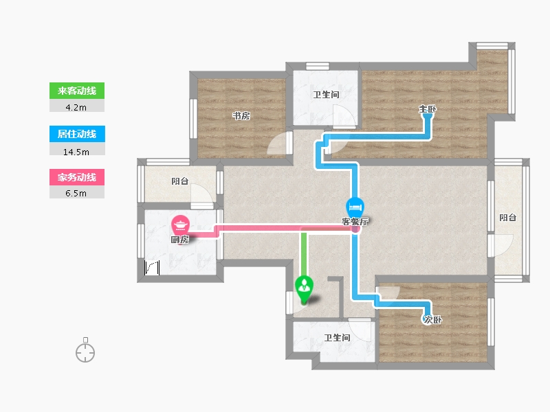 辽宁省-鞍山市-新世界朗怡居-103.00-户型库-动静线