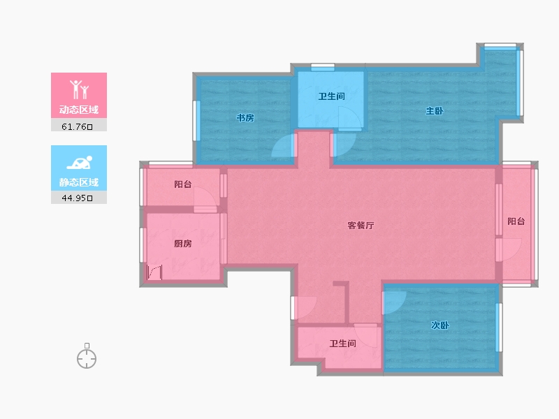 辽宁省-鞍山市-新世界朗怡居-103.00-户型库-动静分区