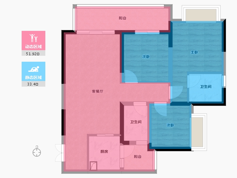 重庆-重庆市-金辉江山云著-79.00-户型库-动静分区