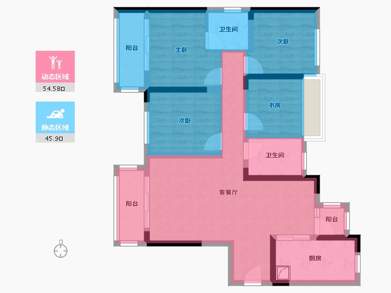 四川省-绵阳市-置信丽都·花园城-97.00-户型库-动静分区