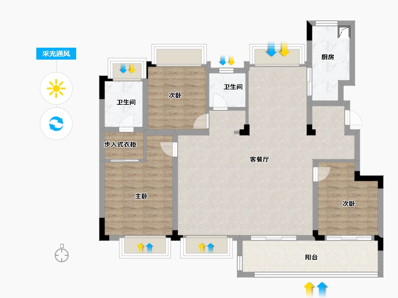 江西省-南昌市-鸿海溪园-104.00-户型库-采光通风