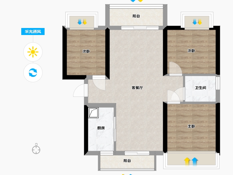 广西壮族自治区-南宁市-五象湖1号-67.00-户型库-采光通风