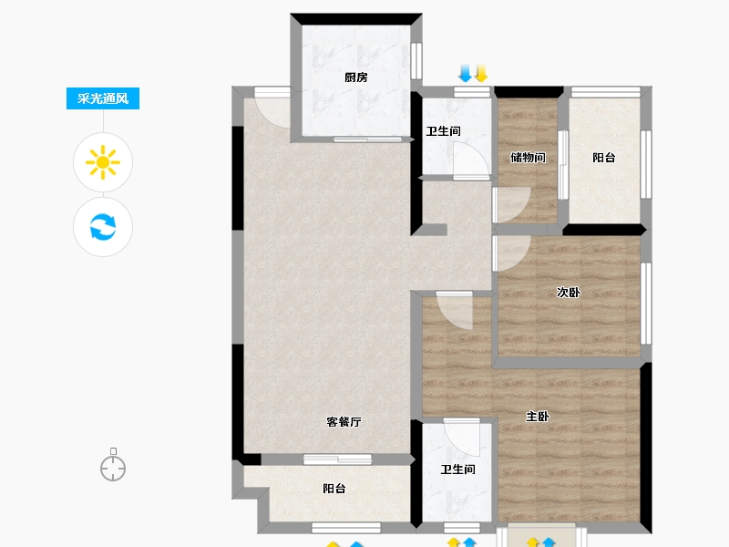 湖南省-株洲市-台北城-96.00-户型库-采光通风