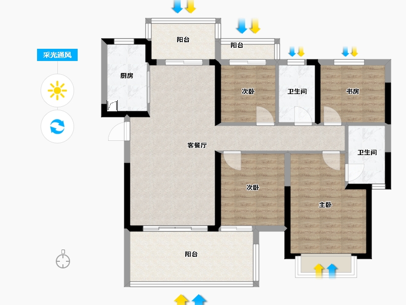 湖南省-永州市-金玥府-105.00-户型库-采光通风