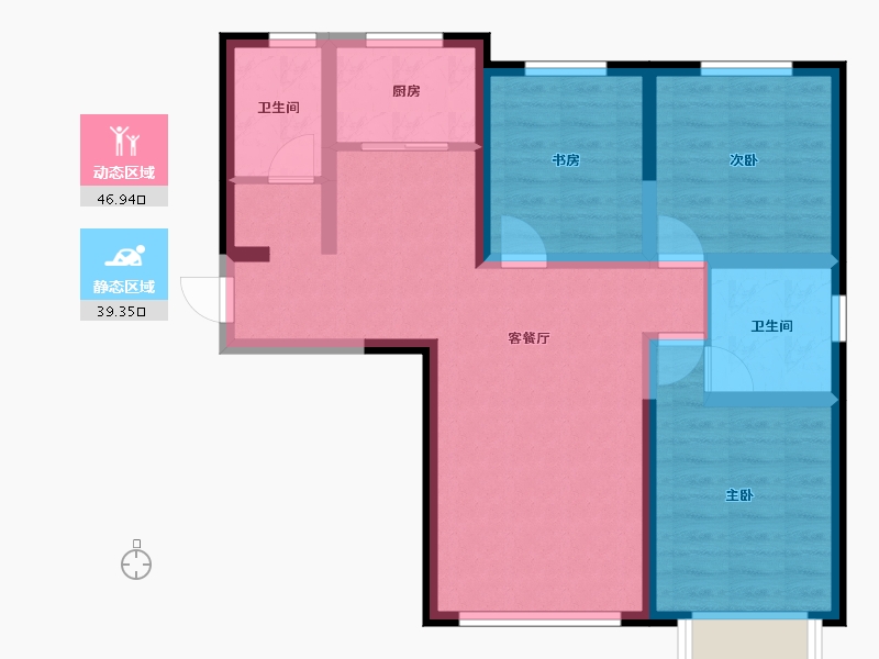 甘肃省-兰州市-树人莱雅居-75.00-户型库-动静分区