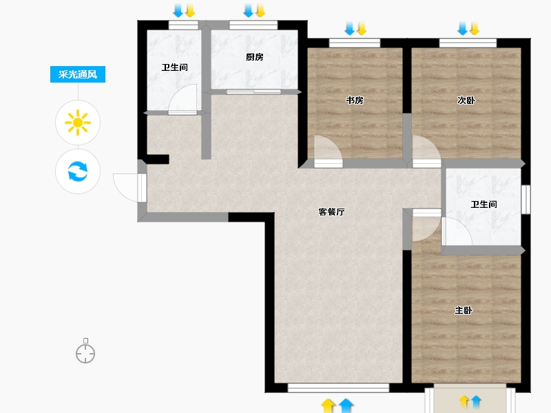 甘肃省-兰州市-树人莱雅居-75.00-户型库-采光通风