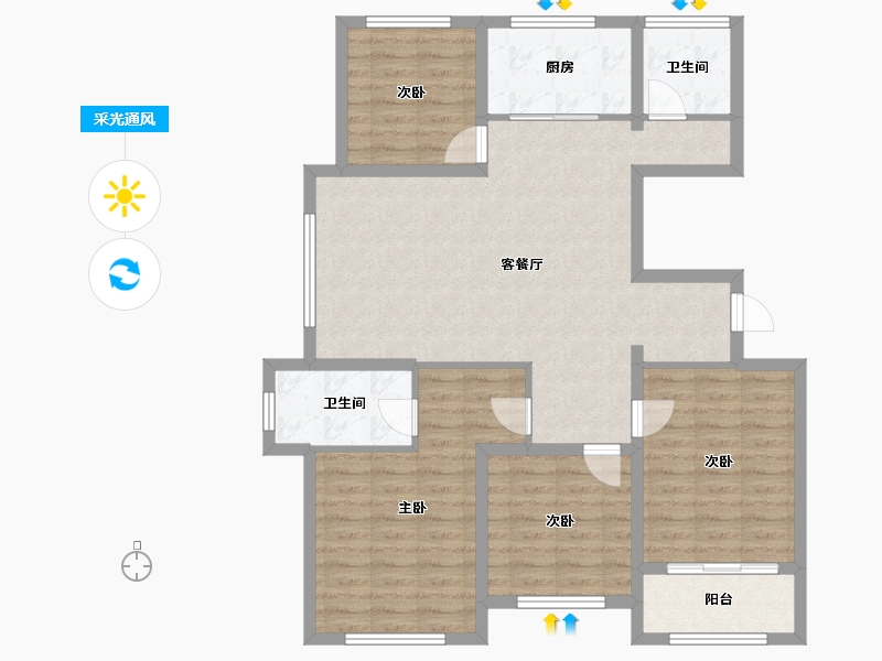 山东省-泰安市-安居·幸福里-116.26-户型库-采光通风