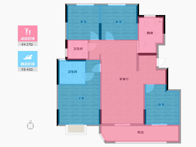 浙江省-绍兴市-龙湖中天·春江天镜-110.00-户型库-动静分区