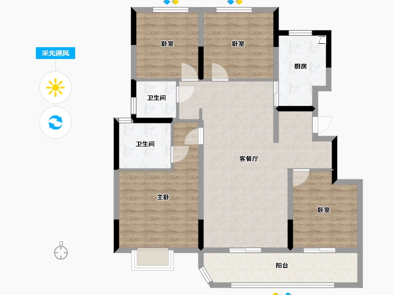 浙江省-绍兴市-龙湖中天·春江天镜-110.00-户型库-采光通风