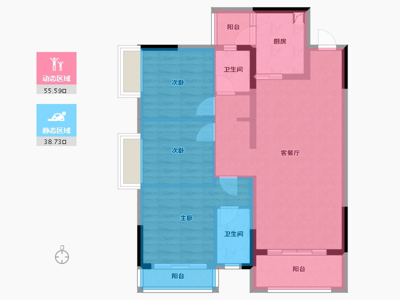 四川省-绵阳市-葫芦溪新城-95.00-户型库-动静分区