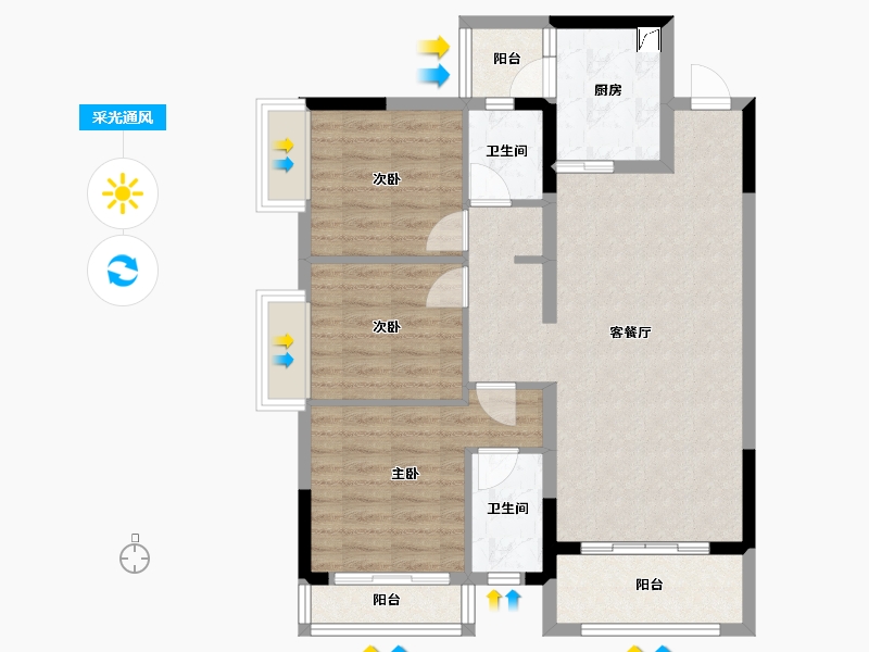 四川省-绵阳市-葫芦溪新城-95.00-户型库-采光通风