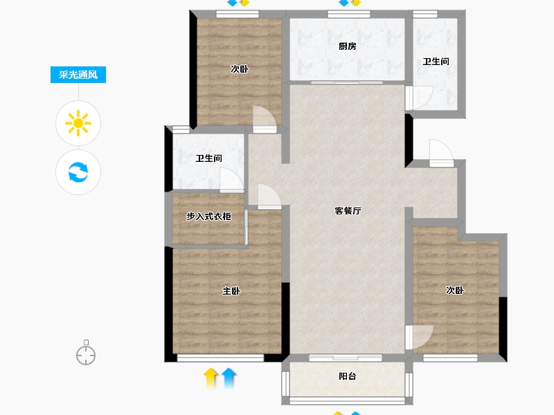 河南省-郑州市-融创中原宸院-96.00-户型库-采光通风