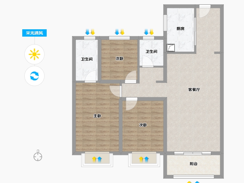 山西省-太原市-融创中心-90.00-户型库-采光通风