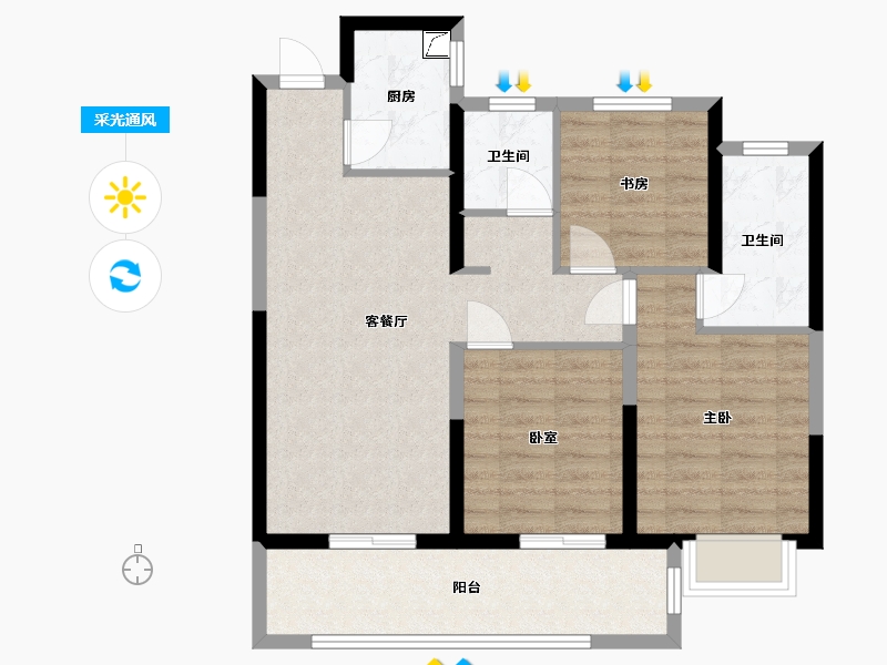 江苏省-南通市-金雅中央城-79.00-户型库-采光通风