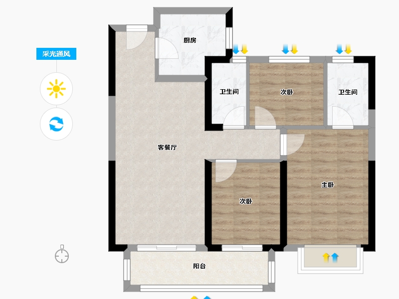 湖北省-武汉市-城投联投江南岸-80.00-户型库-采光通风