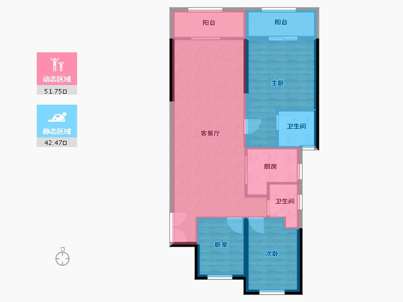 浙江省-金华市-商城苏溪印象-86.00-户型库-动静分区