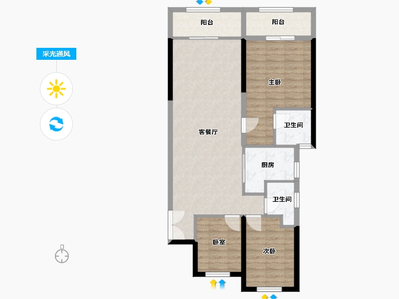 浙江省-金华市-商城苏溪印象-86.00-户型库-采光通风