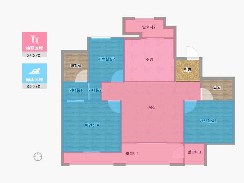 서울특별시-강남구-래미안대치팰리스1단지-97.67-户型库-动静分区