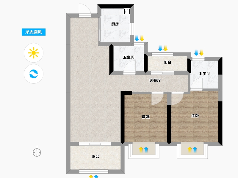 浙江省-杭州市-佳印府-75.00-户型库-采光通风