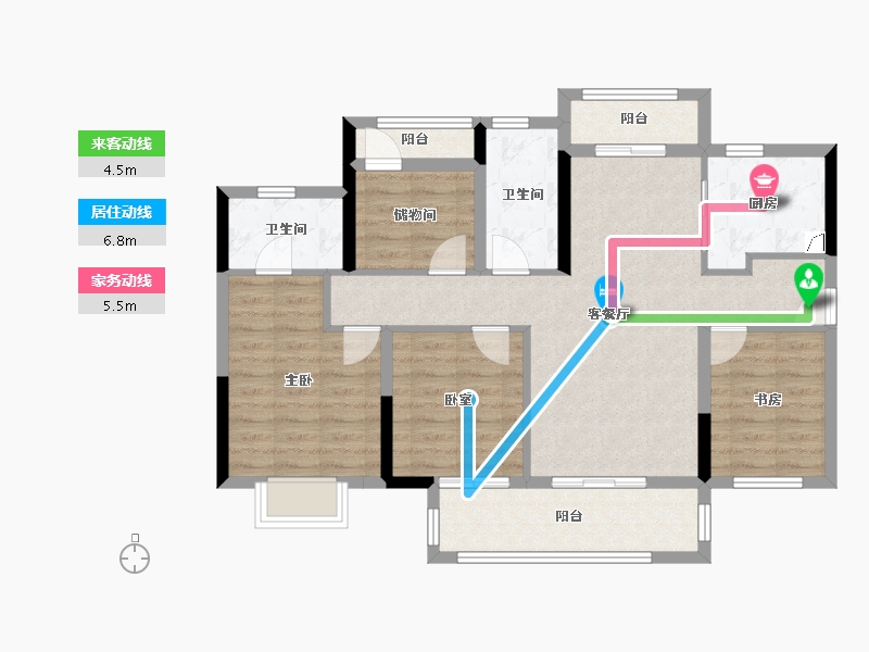 广东省-佛山市-世茂弘阳绿岛湖公馆-94.00-户型库-动静线