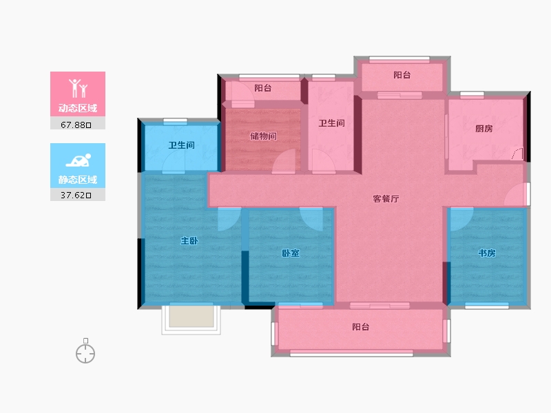 广东省-佛山市-世茂弘阳绿岛湖公馆-94.00-户型库-动静分区