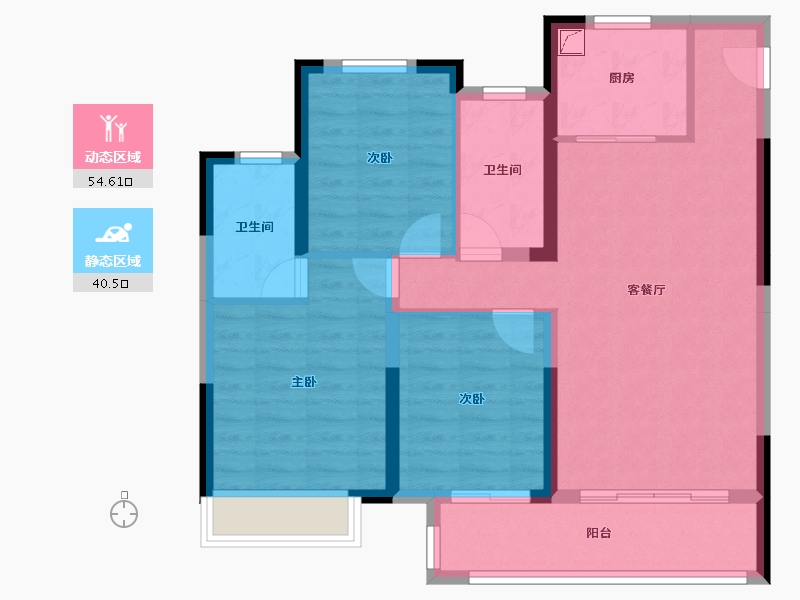 湖北省-荆州市-凤鸣兰台-89.30-户型库-动静分区