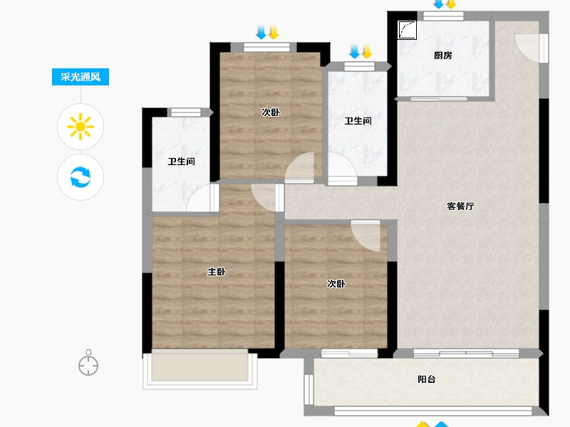 湖北省-荆州市-凤鸣兰台-89.30-户型库-采光通风