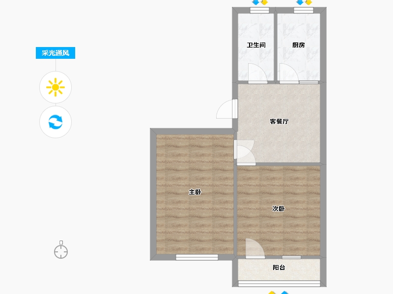 江苏省-苏州市-三元二村-48.20-户型库-采光通风